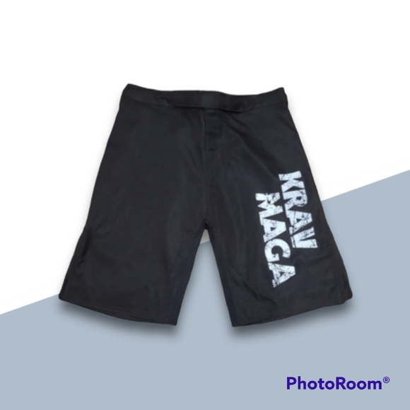 MMA Krav Maga Grappling Training Shorts with Distressed Vintage Logo Design - Picture 1 of 1